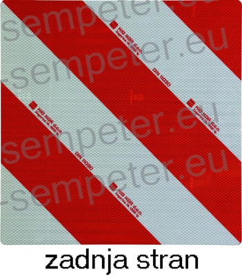 TABLA OPOZORILNA obojestranska DESNA RDEČO - BELA 423x423mm tabla za označevanje širših vozil DIN11030