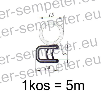 TESNILO - PROFIL STEKLA KABINE (kolut 5m) UNIVERZALNO (za debelino stekla 5mm)