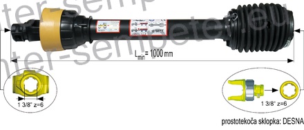 KARDAN PRIKLJUČKA S HARMONIKO S SKLOPKO PROSTOTEKOČO DESNO kpl SIP SPT