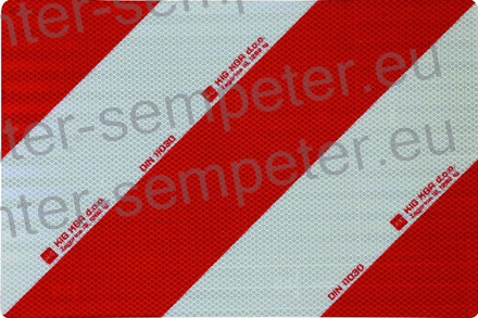 TABLA OPOZORILNA LEVA RDEČO - BELA 423x282mm POKONČNA LEVA/LEŽEČA DESNA tabla za označevanje širših vozil DIN11030