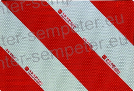 TABLA OPOZORILNA DESNA RDEČO - BELA 423x282mm POKONČNA DESNA/LEŽEČA LEVA tabla za označevanje širših vozil DIN11030