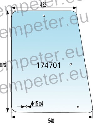 STEKLO KABINE BOČNO NAD BLATNIKOM LEVO ali DESNO 4 LUKNJE (vijačeno) NT 539 ORAŠJE IMT