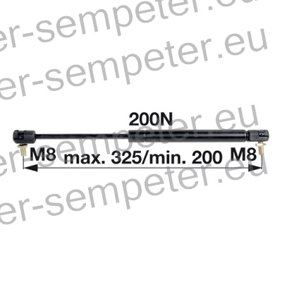 AMORTIZER KABINE VRAT L=325 F=200N PP - PP STEYR Serija 80 z SK 2 kabino