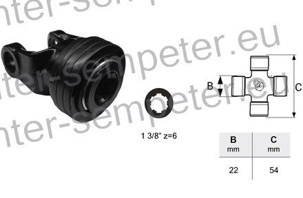 PRIKLJUČEK KARDANA ZUNANJI T1 novi tip 1 3/8" z=6 SPT od 08 - 2021 naprej
