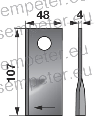 NOŽ DESNI ROTACIJSKE KOSE 112x48x4 L= 18.5