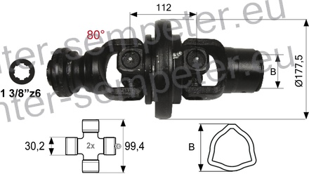 ZGLOB ŠIROKOKOTNI 80° (NA NOTRANJI CEVI) 1 3/8" z=6 SPT