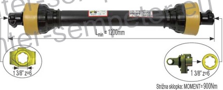 KARDAN PRIKLJUČKA S SKLOPKO STRIŽNO 1300Nm R=42 M8 kpl SIP SPT