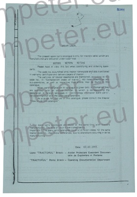 KATALOG TRAKTOR UTB 550 (cod807081 - 827094 - 827146)