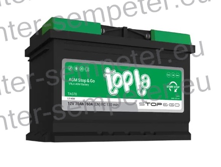 AKUMULATOR TOPLA AGM STOP&GO 70Ah+R EN760A L3 START STOP