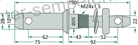SORNIK PRIKLOPA (z navojem) Cat.2 - 1 fi=28/25/M24x1. 5 l=190mm GR