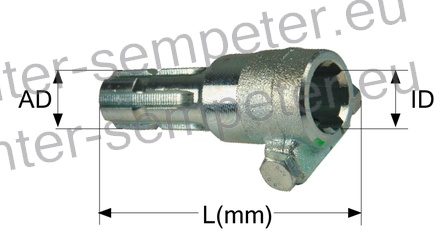 GRED PODALJŠEK KARDANA NA VIJAK 1 3/8" z=6 - 1 3/8" z=6 L=165 (ženski del: 1 3/8˝ z=6) (moški del: 1 3/8˝ z=6)