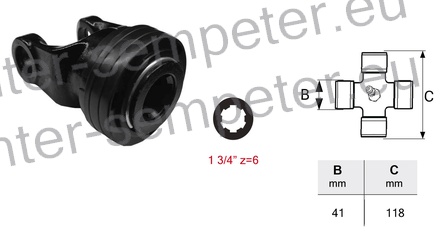 PRIKLJUČEK KARDANA ZUNANJI T8 novi tip 1 3/4" z=6 SPT od 08 - 2021 naprej