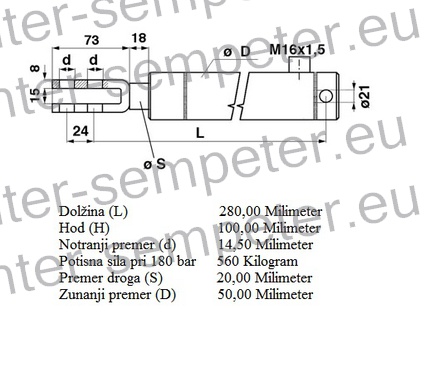 CILINDER ZAVOR HIDRAVLIČNI Z UŠESOM