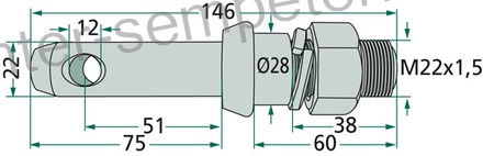 SORNIK PRIKLOPA (z navojem) Cat.1 fi=22/28/M22x1. 5 l=146mm GR