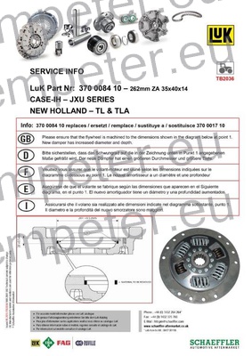 DAMPER SKLOPKE fi=262 z=14/35x40 LUK NH - NEW HOLLAND FIAT T5030 - T5040 - T5050 - T5060 - TL70 - TL80 - TL90 - TL100 - TL70A - TL80A - TL90A - TL100A CASE JX70U - JX80U - JX90U - JX100U - JX1070U - JX1080U - JX1090U - JX1100U