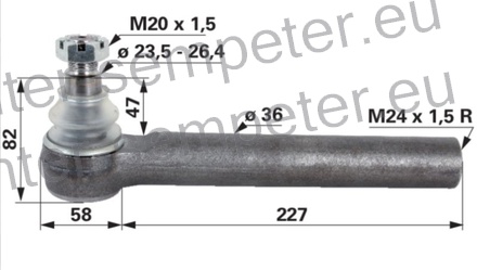 ZGLOB VOLANA notranji desni M24x1.5mm K 23,5mm L=260mm MF - MASSEY FERGUSON