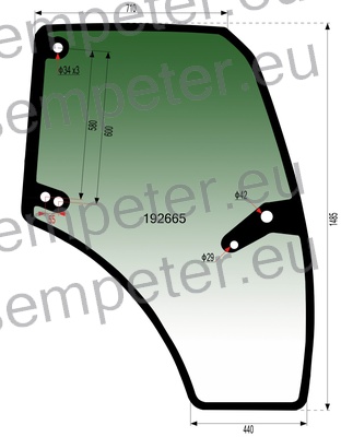 STEKLO KABINE VRAT desno DEUTZ FAHR HURLIMANN LAMBORGHINI SAME - DEUTZ FAHR AGROTRAC - AGROTRON K 90 - 100 - 110 - 120