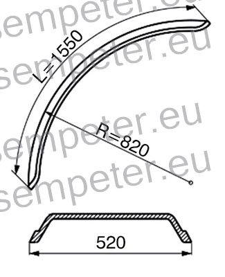 BLATNIK PVC A=520mm R=820mm L=1550mm ustreza za sledeče dimenzije plaščev: 19.5 - 24, 19.5 - 28, 18.4 - 26, 480/70 - R26, 480/70 - R28, 480/70 - R30, 18.4 - 30, 18.4 - 34