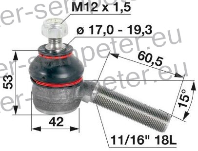 ZGLOB VOLANA zunanji levi colski 11/16"x18L K17.2mm pod kotom (IMT 533 deloma - prvi modeli) MF - MASSEY FERGUSON 35 - 135 - 335 - 133 - 140 - 148 - 155 - 230 - 240 - 250 - 550 - 235 - 245 - 255 - 260