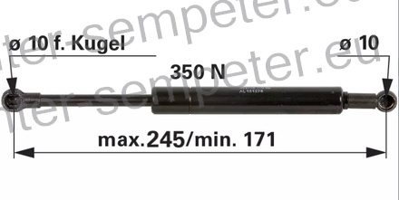 AMORTIZER KABINE L=2450 F=350N JOHN DEERE