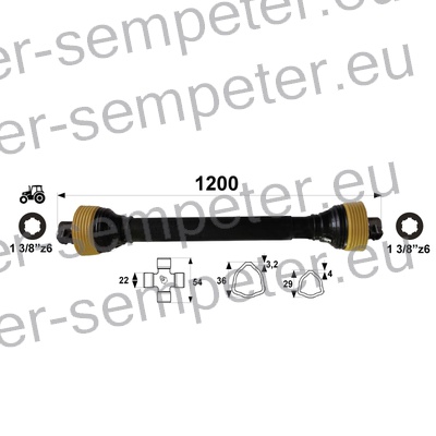 KARDAN PRIKLJUČKA DIREKTNI T1 l=1200mm kpl SPT