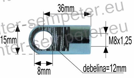 PRIKLJUČEK AMORTIZERJA FI=8 M8x1.25 debelina=12mm
