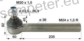 ZGLOB VEZNEGA DROGA M24x1.5D K23.5/26.4 CASE STEYR