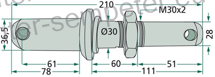 SORNIK PRIKLOPA (z navojem) Cat.3 - 2 fi=36.5/30/M30x 2 l=210mm GR