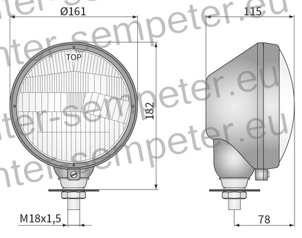 ŽAROMET SPREDNJI DESNI okrogel kovinski H4 fi=161x112 URSUS