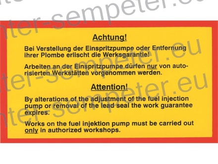 NALEPKA "VARNOSTNA ZA OPOZORILO TLAČILKE GORIVA NA TRAKTORJU" STEYR