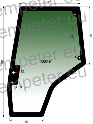 STEKLO KABINE VRAT levo (tonirano zeleno) MF - MASSEY FERGUSON 5465 kabina: original