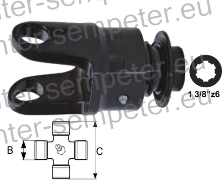 PRIKLJUČEK KARDANA ZUNANJI T7 S SKLOPKO PROSTOTEKOČO - LEVO 1 3/8" z=6 SPT