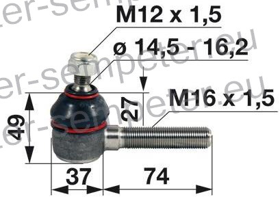 ZGLOB VOLANA M16x1.5D K14.5/16.2 DEUTZ FAHR D6206