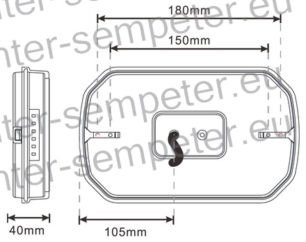 SVETILKA STOP LED desna 245x151x40mm 12 - 24V IP65 FUNKCIJE: pozicija, smerokaz - DINAMIČNI PREMIK V DESNO, stop, osvetlitev tablice, meglenka, vzvratna vožnja; nastavljiva razdalja za montažo med luknjami: 150 - 180mm