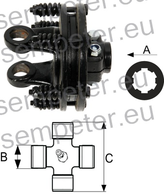 PRIKLJUČEK KARDANA ZUNANJI S SKLOPKO DVOLAMELNO 750Nm 1 3/8" z=6 SPT