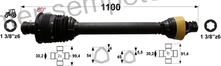 KARDAN PRIKLJUČKA ŠIROKOKOTNI ZGLOB T5 L=1100mm