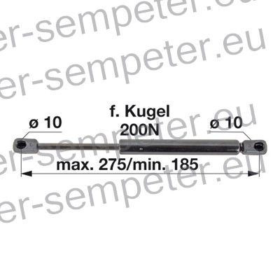 AMORTIZER KABINE L=275 F=200N PP - PP FENDT