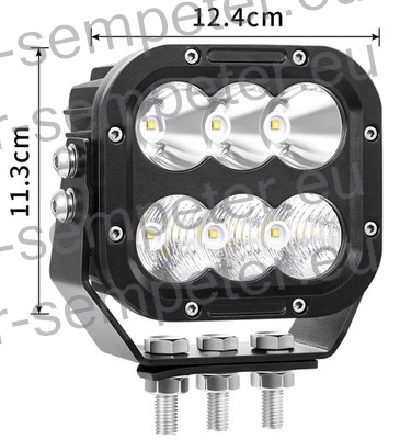 ŽAROMET LED 6000Lm 90W DELOVNI KVADRATEN 124x113x75mm 10 - 30V IP67 6x15W