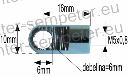 PRIKLJUČEK AMORTIZERJA FI=6 M5x0.8 debelina=6mm
