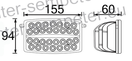ŽAROMET LED 2800Lm DELOVNI vgraden 155x94x60mm (dimenzije brez okvirja) 12 - 30V IP67 (182,5x102x61mm - dimenzije z okvirjem)