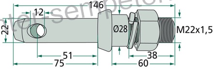 SORNIK PRIKLOPA (z navojem) Cat.1 fi=22/28/M22x1. 5 l=146mm GR