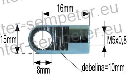 PRIKLJUČEK AMORTIZERJA FI=8 M5x0.8 debelina=10mm