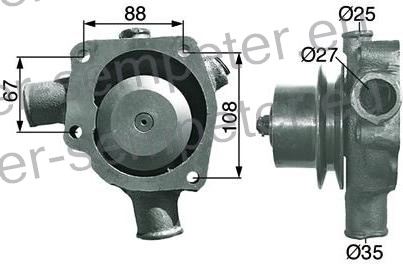 ČRPALKA VODE S TESNILOM MF - MASSEY FERGUSON 65 - 155 - 158 - 203 - 260 - 265 - 300 - 304 - 560 - 765 (PERKINS (motor A4.192 - AD4.203 - 4.204))