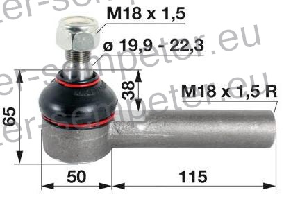 ZGLOB VOLANA notranji desni M18x1.5mm K20mm L=150mm STEYR