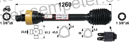 KARDAN PRIKLJUČKA S HARMONIKO S SKLOPKO ZVEZDASTO 600Nm kpl SIP SPT