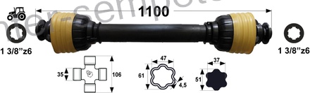 KARDAN PRIKLJUČKA DIREKTNI X7 L=1100mm