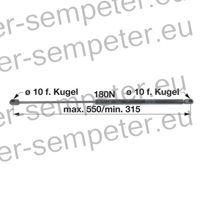 AMORTIZER KABINE L=550 F=180N PP - PP CASE