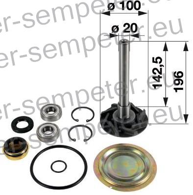 DELI ZA POPRAVILO ČRPALKE VODE grt OSOVINA L=196mm STEYR 540 - 545 - 548 - 650 - 658 - 760 - 768 - 8073(WD408.45) CASE C42 - C48