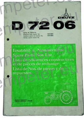 KATALOG TRAKTOR DEUTZ D7206 velja od 7573/0001