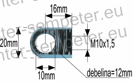 PRIKLJUČEK AMORTIZERJA FI=10 M10x1.5 debelina=12mm